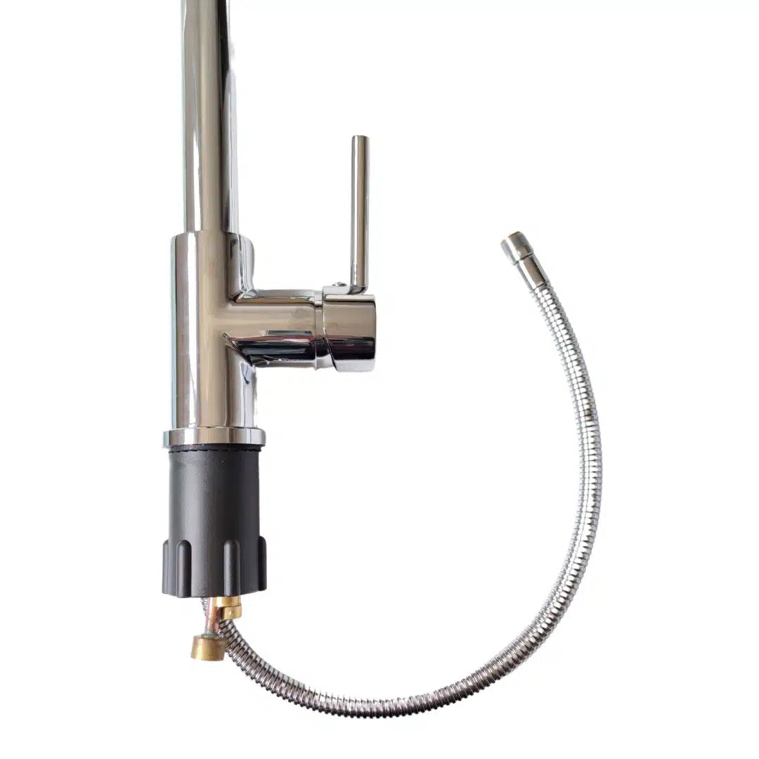 Llave monomando Taumm profesional para lavaplatos con cuello extensible, grifería de cocina de acero inoxidable con función de rociador.