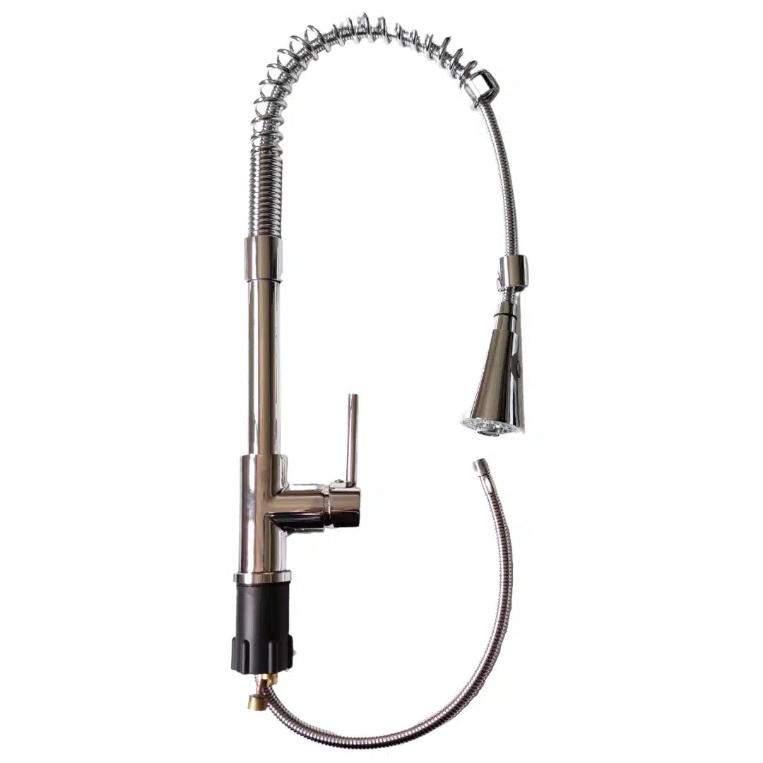 Llave monomando Taumm profesional para lavaplatos con cuello extensible, grifería de cocina de acero inoxidable con función de rociador.