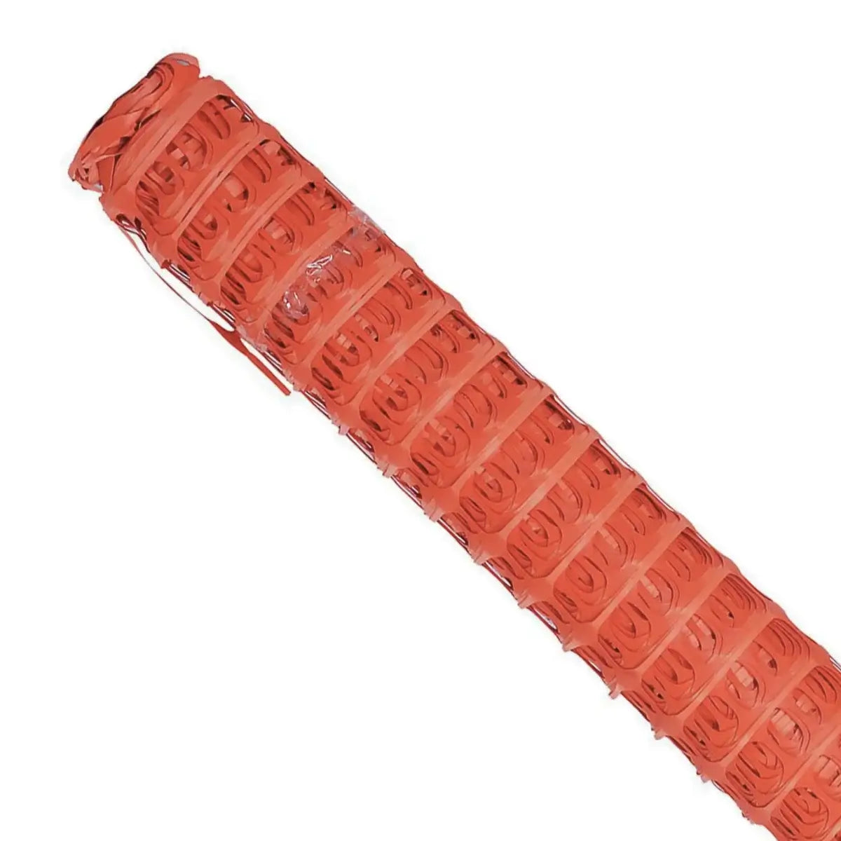 malla de cerco plástica de color naranjo intenso para construcción.