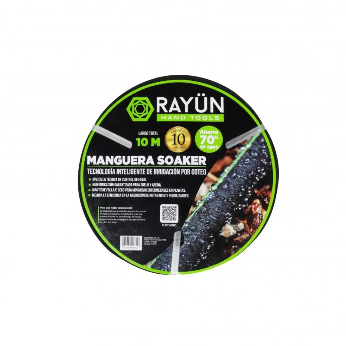 Manguera de Irrigación por Goteo 1/2 x 10 Metros Rayün tipo Soaker para jardines y huertos