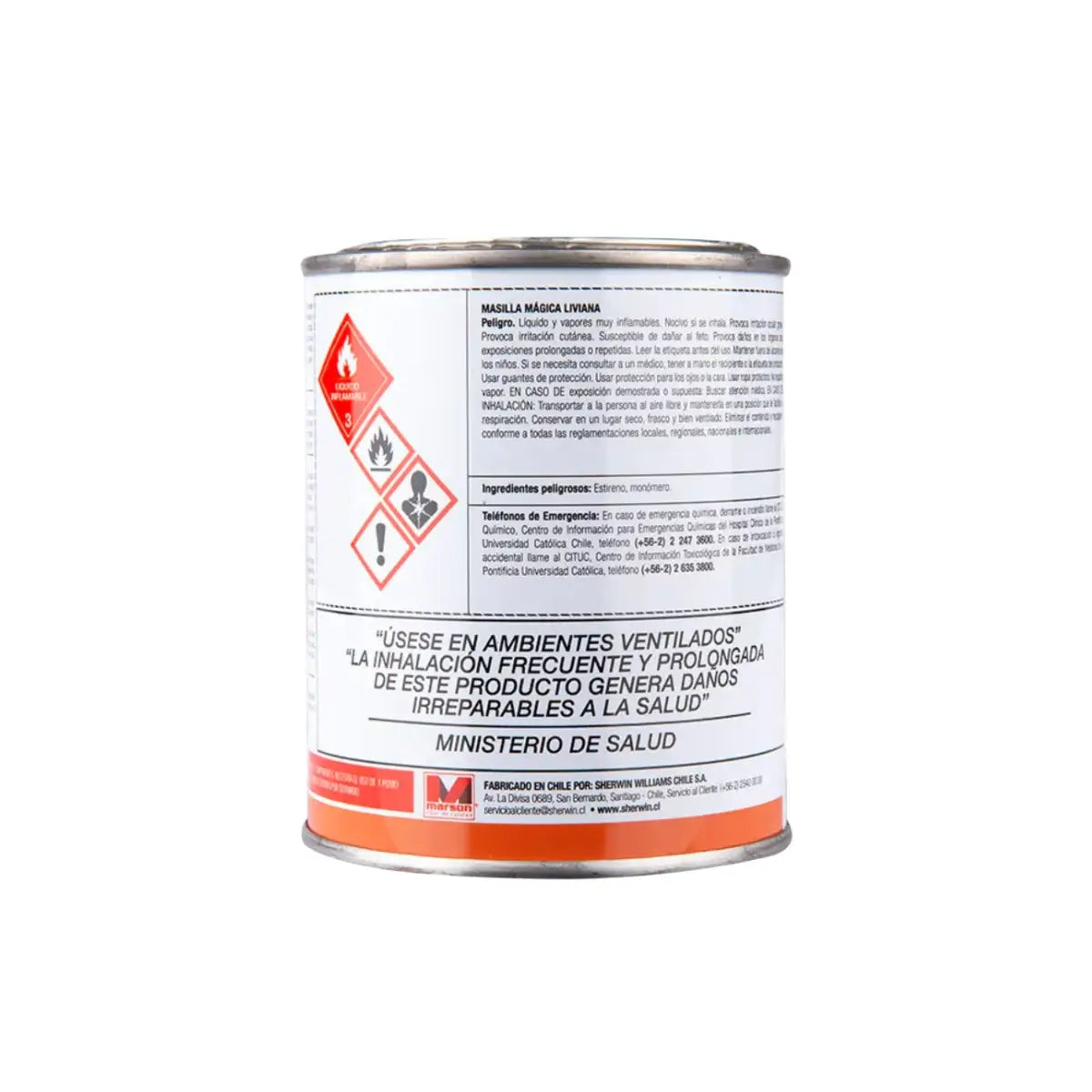 Envase de 350ml de masilla mágica liviana Marson para reparaciones automotrices