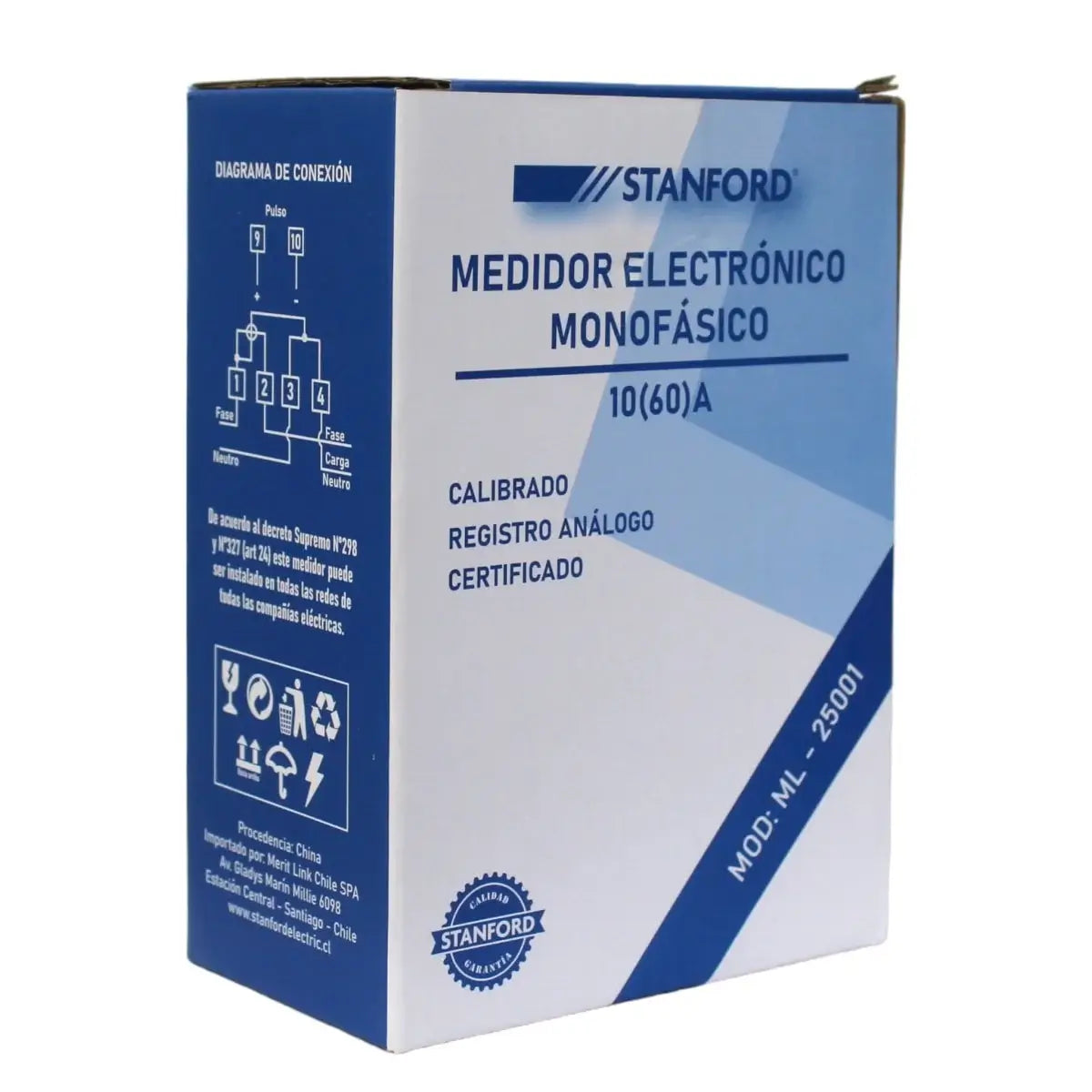 Medidor eléctrico monofásico Stanford ML-25001 de 10(60)A