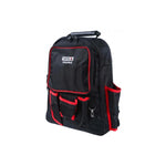 Mochila para herramientas marca YATO de 33x16x43 cm fabricada en poliéster reforzado para uso profesional y técnico.