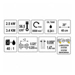 Motosierra a Gasolina Yato YT-84910 56 cc 20 Pulgadas