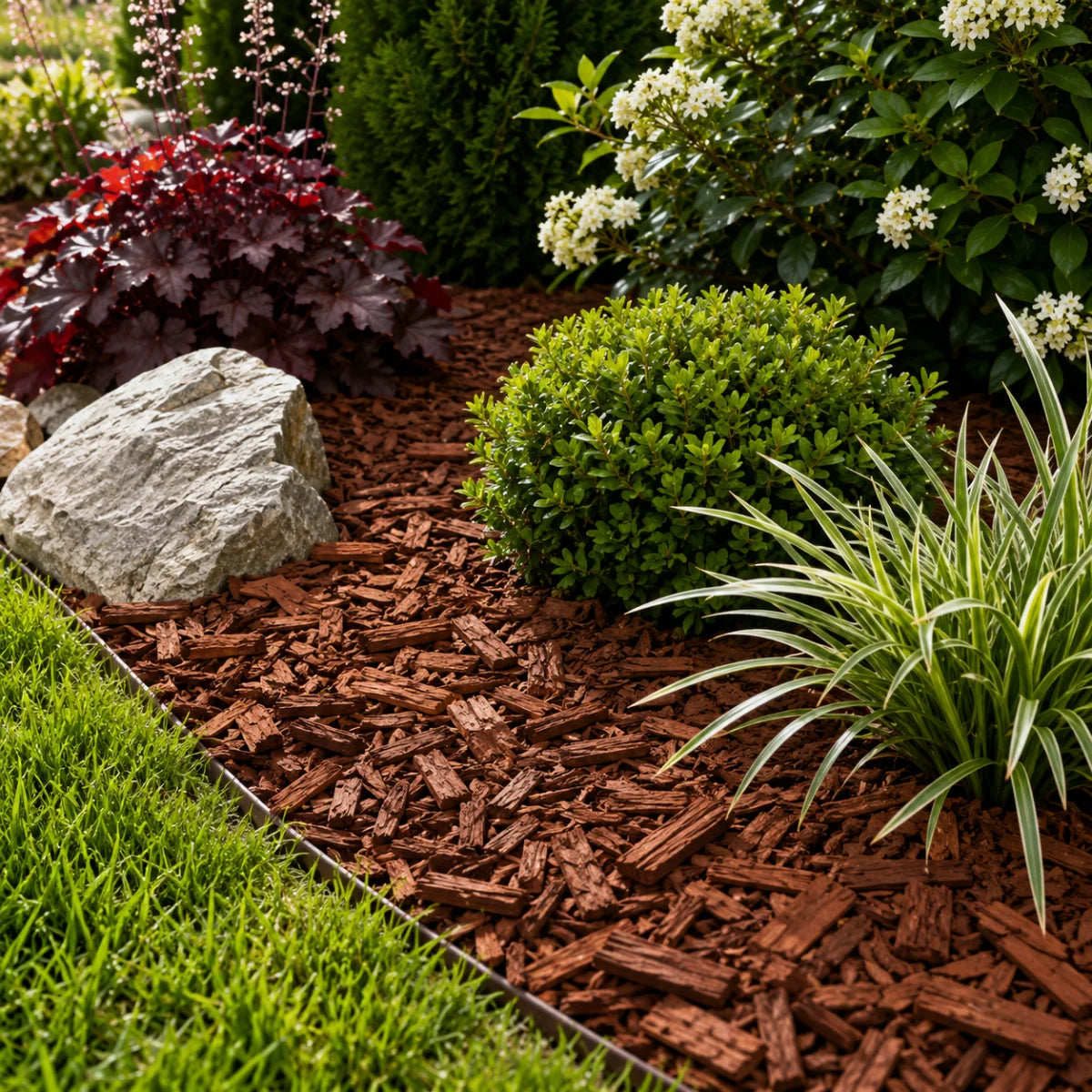 Mulch café decorativo 60 litros 15 kg para jardines y paisajismo