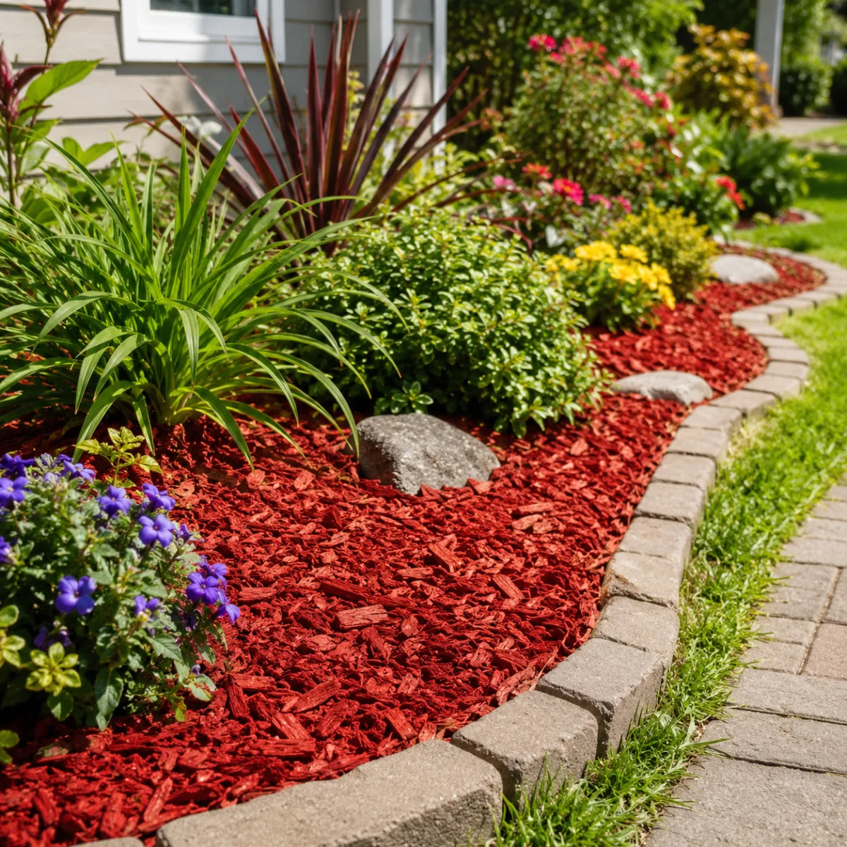 Mulch rojo decorativo 60 litros 15 kg para jardines y paisajismo