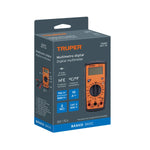 Multímetro digital Truper MUT-33 profesional con medición de temperatura, voltaje AC/DC y prueba de transistores.