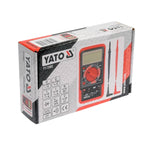 Multímetro digital YATO modelo YT-73082 para medición de voltaje, corriente, resistencia y prueba de transistores hFE. Multitester