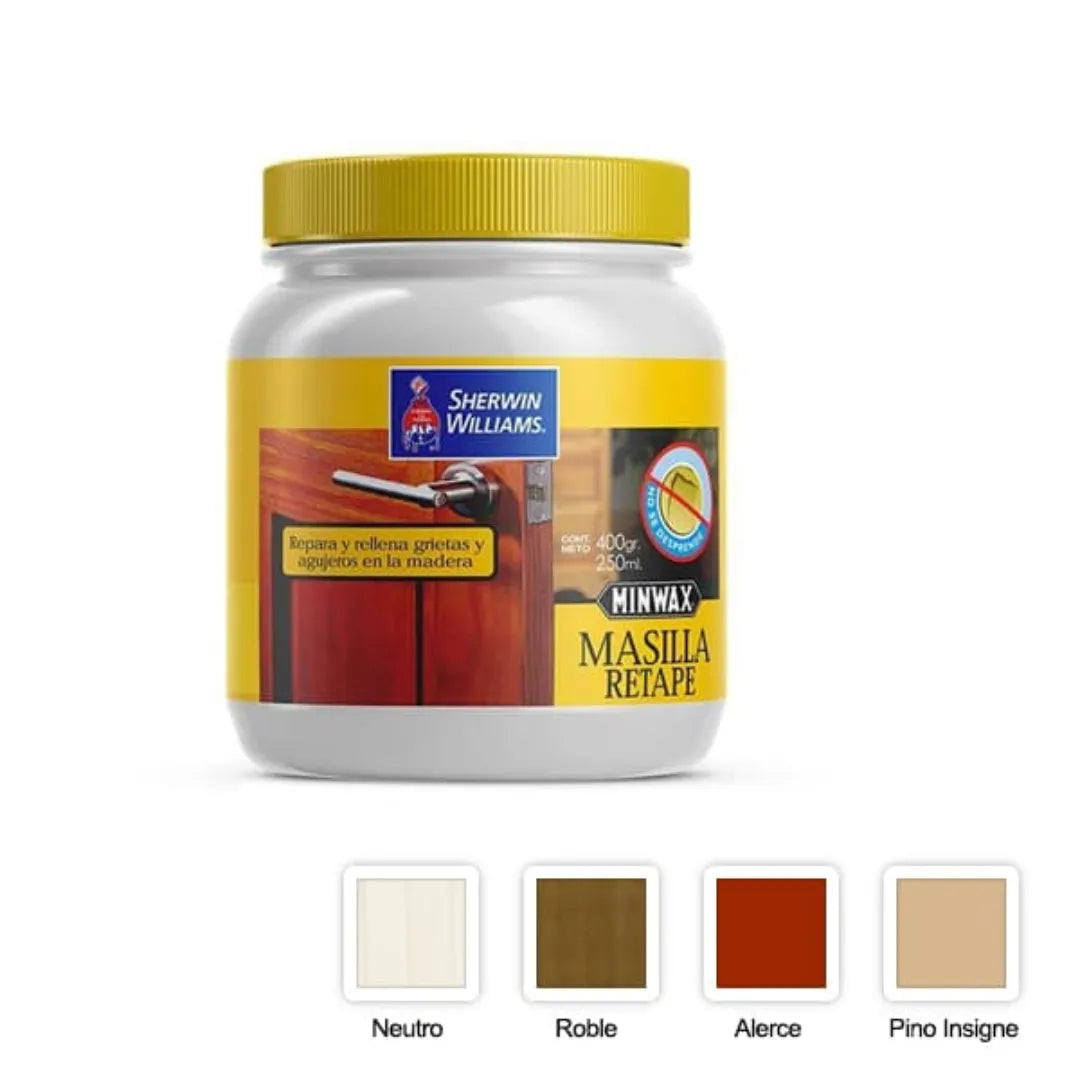 Masilla de retape Minwax Sherwin Williams Triple Acción Reforzada.