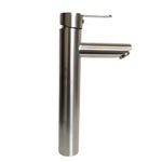 Monomando de lavamanos moderno Taumm alto de acero INOX, grifería de baño con palanca única para instalación sobre cubierta.