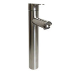Monomando de lavamanos moderno Taumm alto de acero INOX, grifería de baño con palanca única para instalación sobre cubierta.