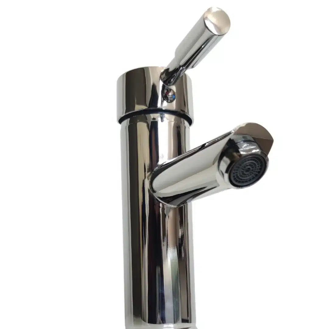 Monomando de lavatorio moderno Taumm cromado, llave de baño de palanca única para control de agua fría y caliente.
