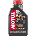 Aceite de motor Motul 7100 10W60 (1 Litro), lubricante 100% sintético con éster. Ideal para motos de 4 tiempos de alto rendimiento y uso en condiciones de muy alta temperatura.