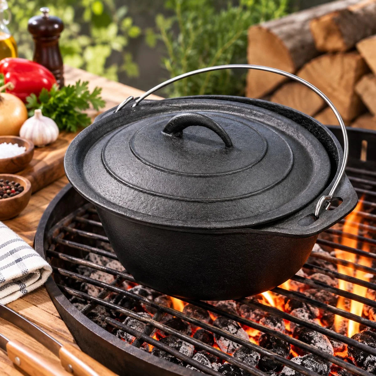 Olla holandesa Grilltech de hierro fundido de 25 cm con tapa