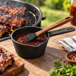 Olla salsera de hierro fundido Grilltech con brocha