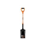 Pala de punta escarramán pocera marca Truper, ancho de 19 cm, ideal para excavar pozos y postes con puño ergonómico.