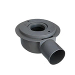 Pileta de acero inoxidable 15x15 cm con rejilla desmontable y trampa sanitaria PVC 40 mm. Apta para baño, cocina o terrazas.