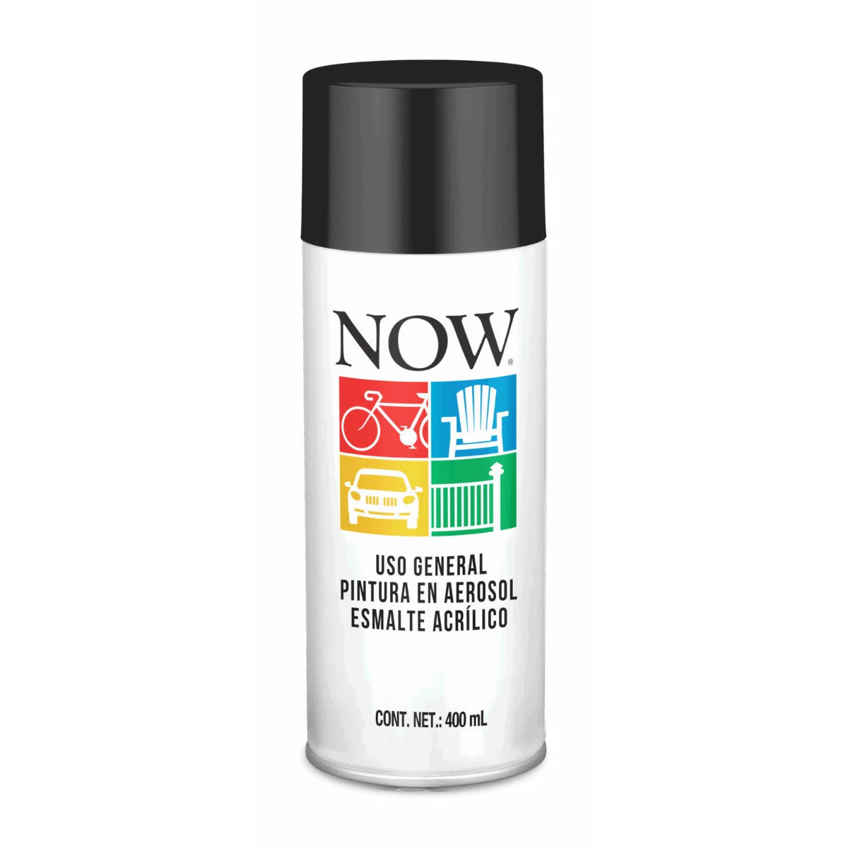 Pintura spray acrílico Sherwin Williams Now 400 ml, pintura de secado rápido y alto poder cubriente para metal, madera y plástico.