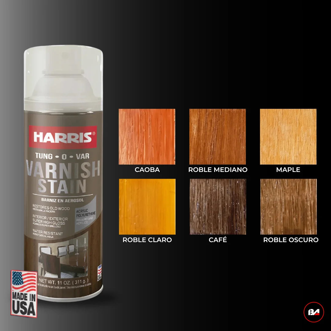 Barniz Stain en spray de 311 gramos, pintura 2 en 1 que tiñe y protege la madera para la renovación de muebles y artesanías.
