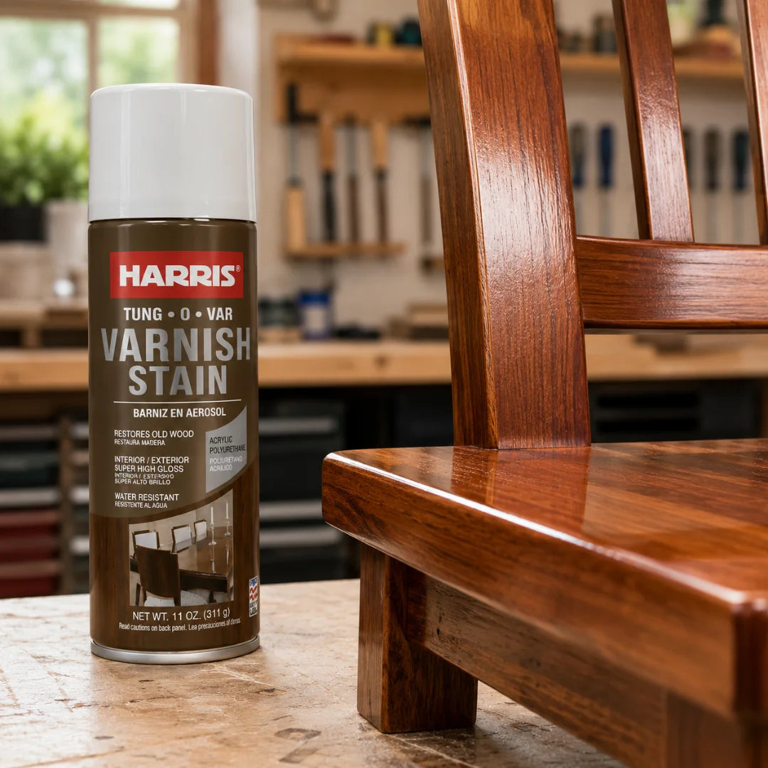 Barniz Stain en spray de 311 gramos, pintura 2 en 1 que tiñe y protege la madera para la renovación de muebles y artesanías.