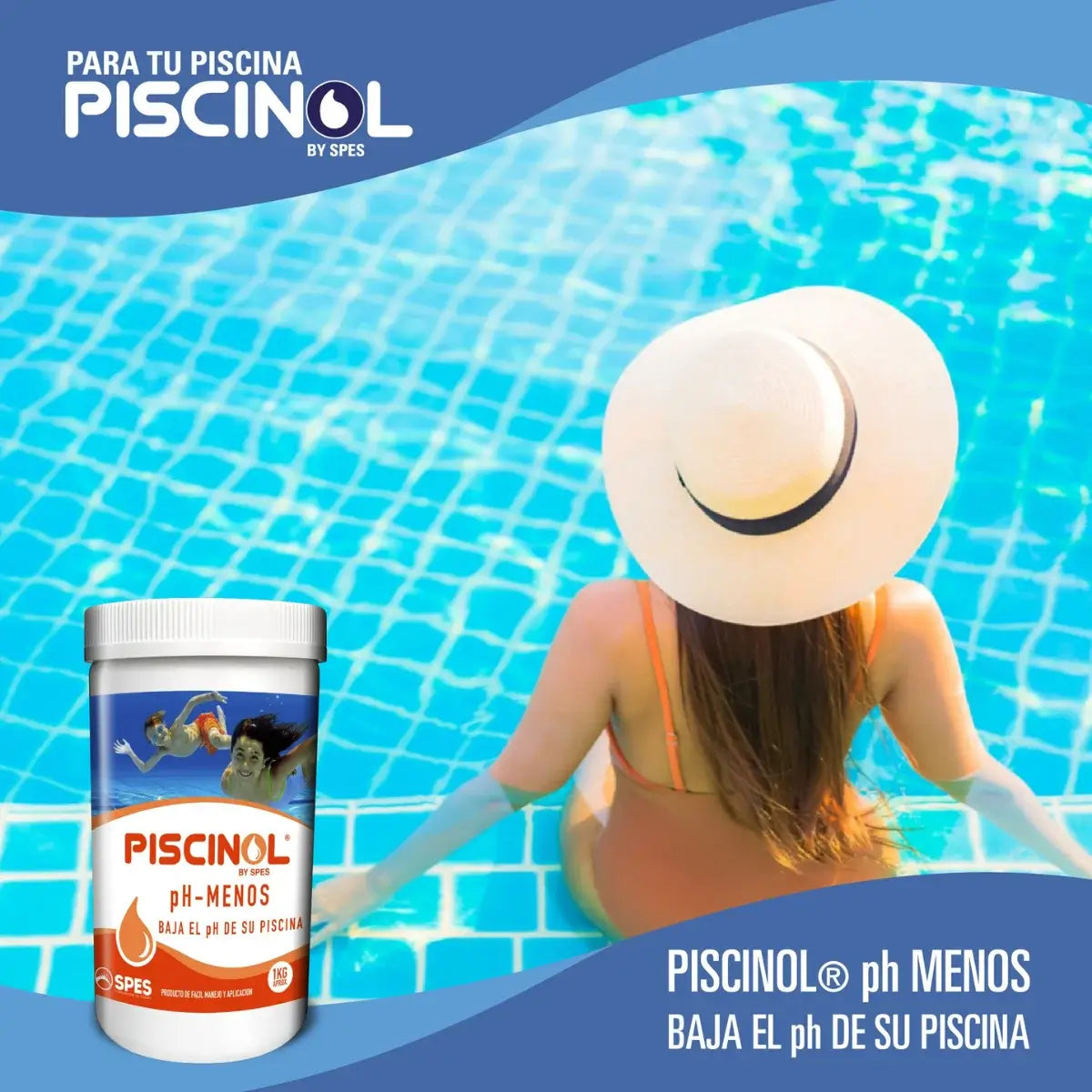 Baja pH Piscinol en polvo para piscinas, ajuste de acidez