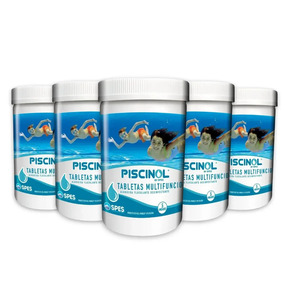 Cloro en Tableta Multifuncional Piscinol 5kg, con 5 tabletas de 200g por envase