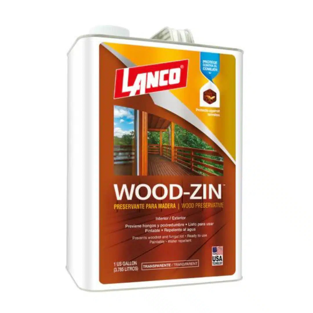 Preservante de madera Wood Zin 1 galón, líquido protector contra termitas, hongos y humedad para estructuras de madera, uso exterior e interior.