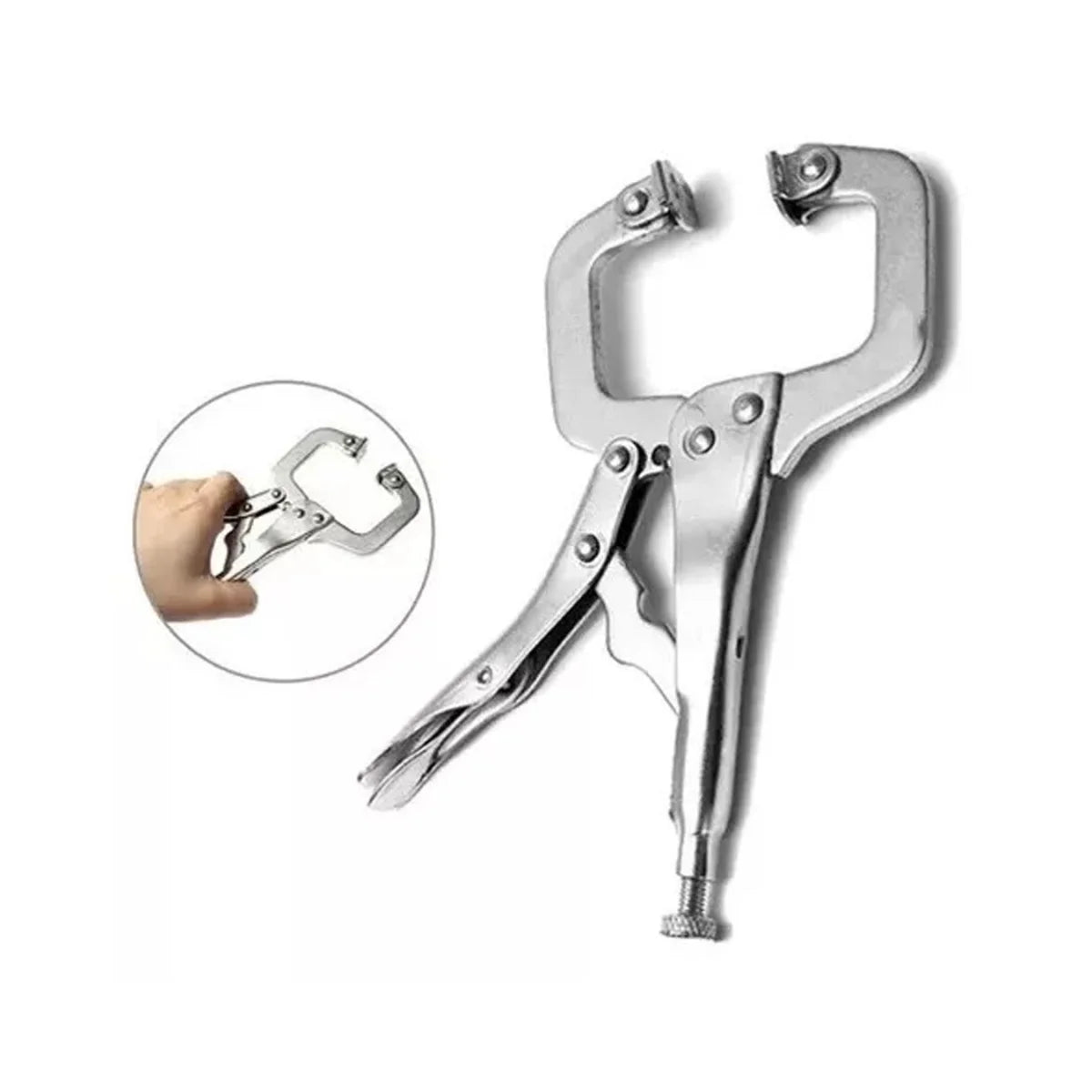 Prensa caimán tipo C de 11 pulgadas, apertura 95mm, acero de alta resistencia para sujeción de piezas de metal y madera.