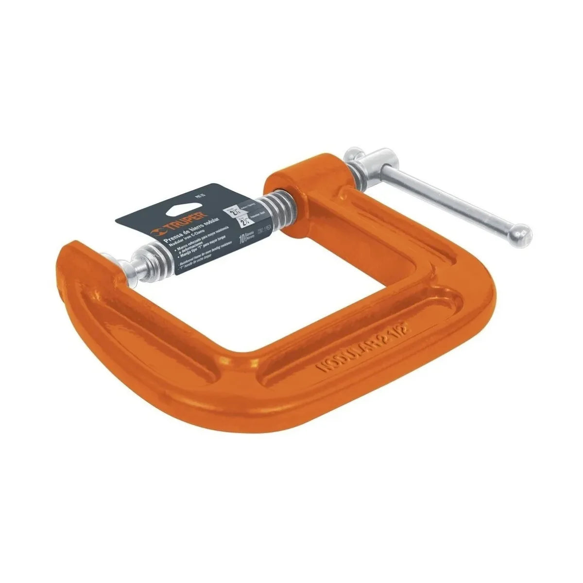 Prensa Carpintero de mano tipo C marca Truper fabricada en hierro nodular para carpintería y herrería, modelos de 2 y 4 pulgadas.