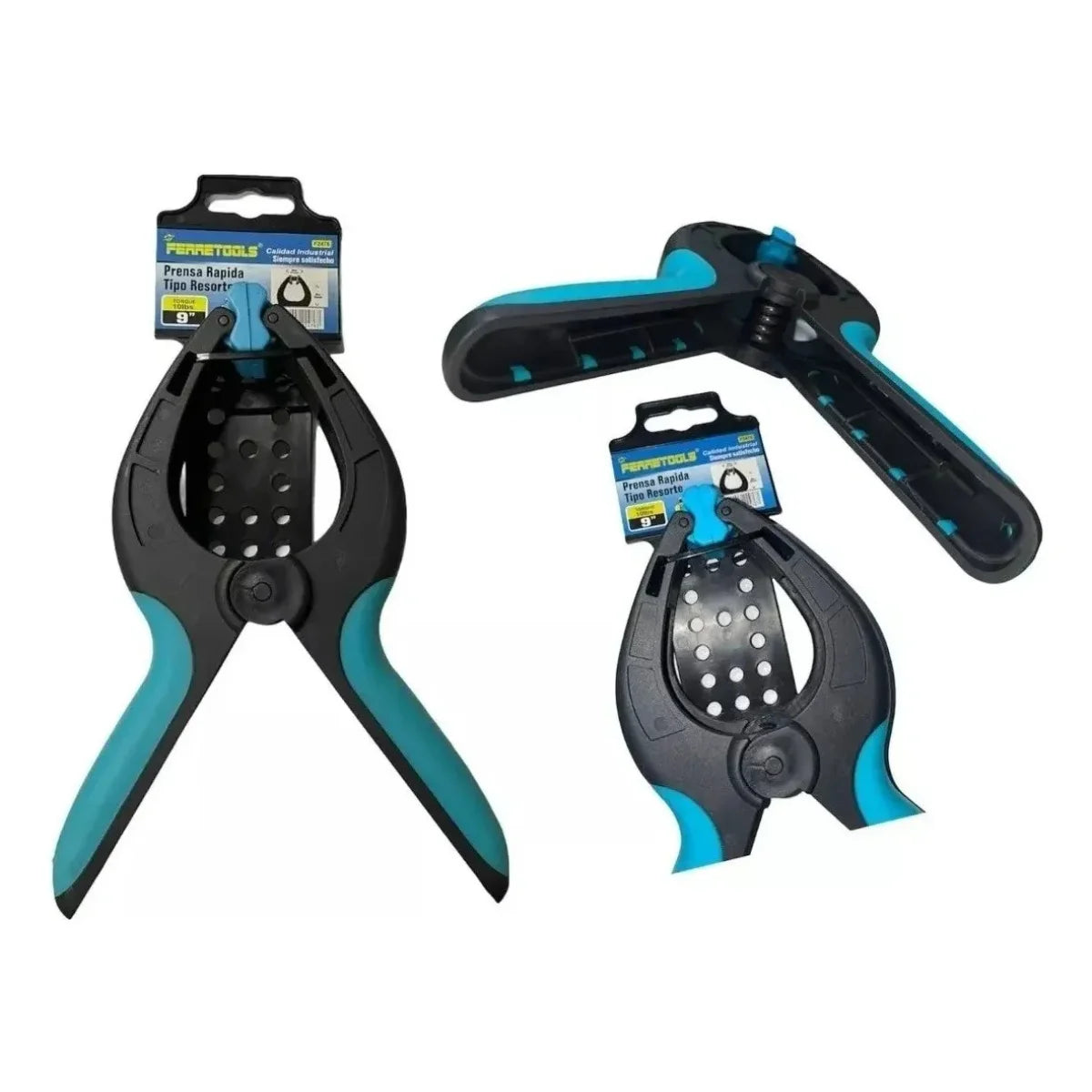Prensa rápida tipo resorte de 6 pulgadas (150 mm) de plástico de alta calidad, marca Ferretools.