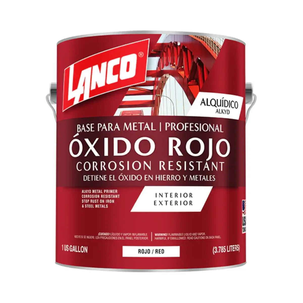 Lanco Anticorrosivo Primer Óxido, base roja protectora para metal.