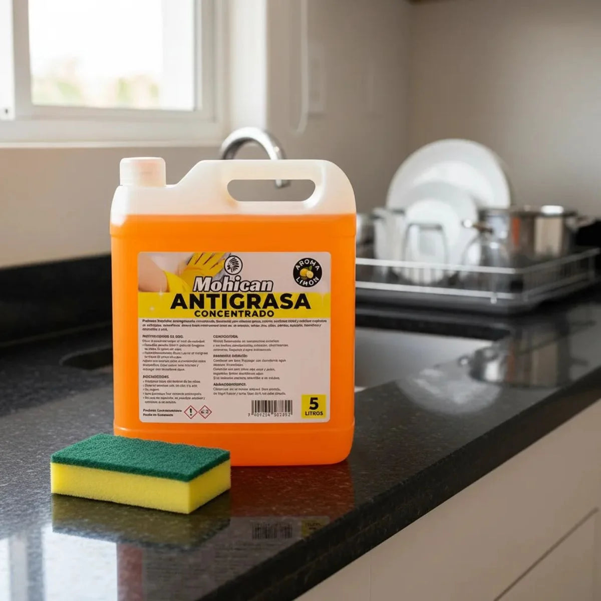 Kit antigrasa concentrado Mohican 5 litros con esponja abrasiva