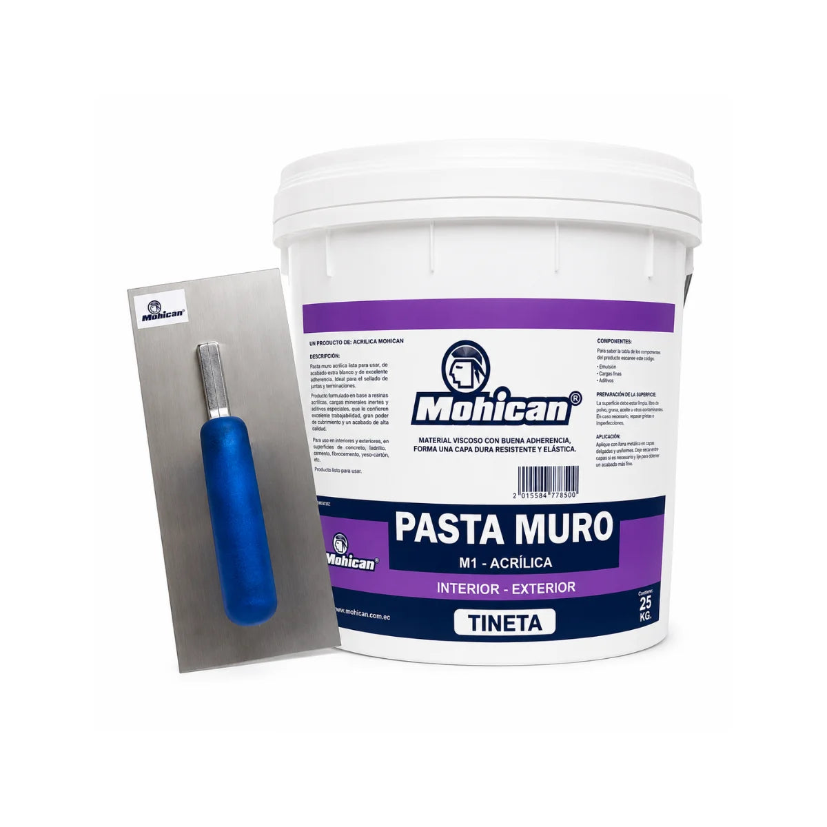 Kit Pasta Muro M-1 25 Kg con Llana Metálica Mohican