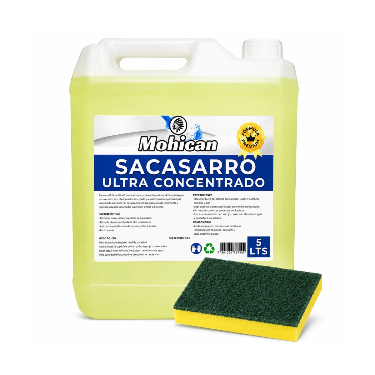 Kit saca sarro Mohican de 5 litros con esponja amarilla