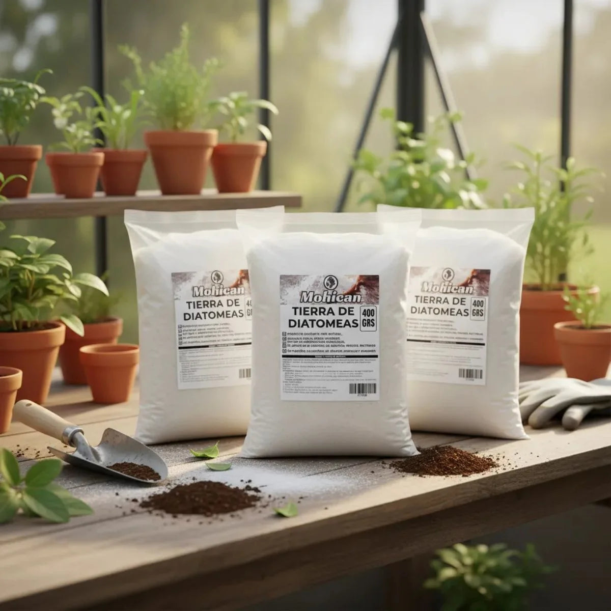 Kit Tierra de Diatomeas Premium Mohican 3 bolsas de 400 gramos