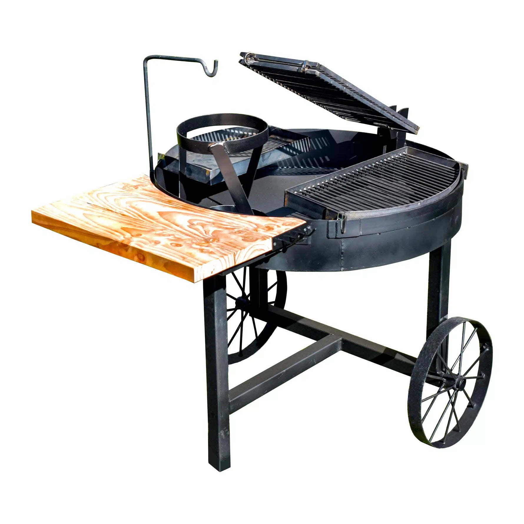 Parrilla a carbón PlaDot multifuncional, asador y ahumadora con diseño robusto, ideal para cocinar al aire libre en jardín o terraza.