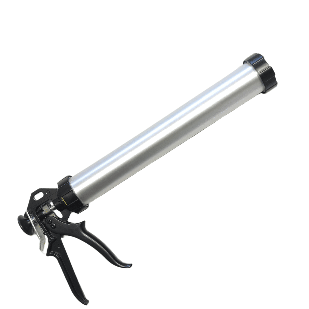 Pistola calafatera aluminio Rayun 600ml, sellado preciso.