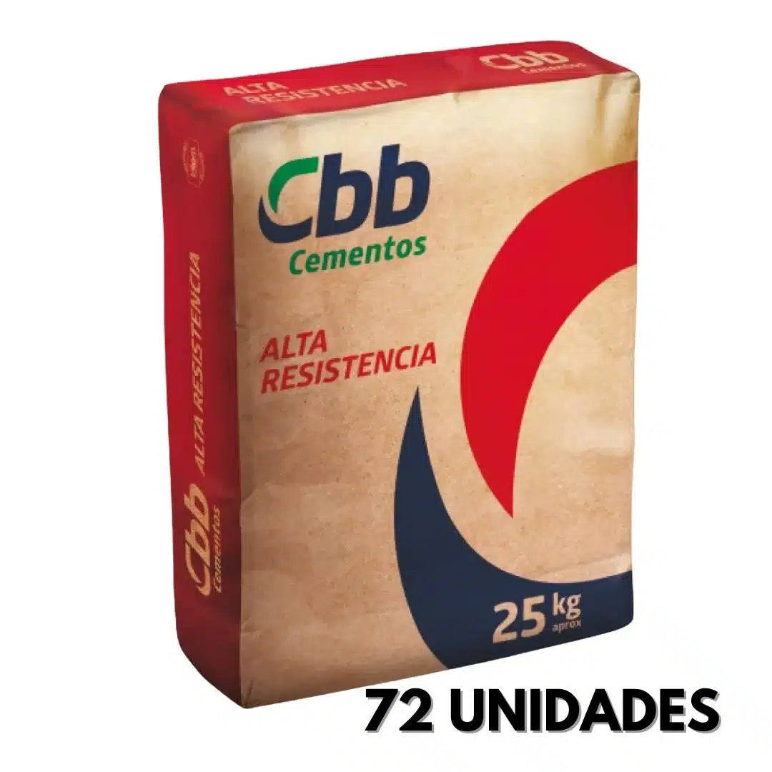 Pallet de cemento CBB Alta Resistencia 72 unidades, material de construcción para estructuras, hormigón y proyectos mayoristas.