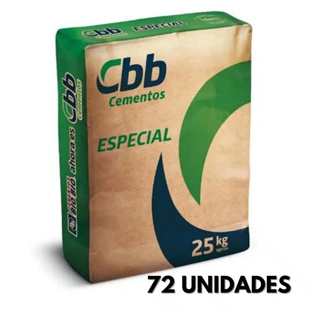 Pallet de cemento CBB Especial 72 unidades, material de construcción de uso general para hormigón y albañilería, ideal para compra a granel.
