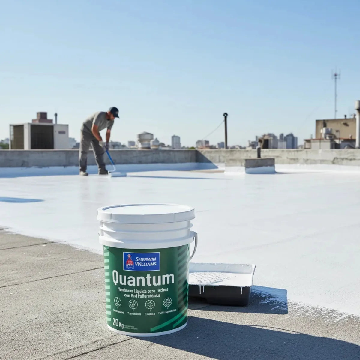 Membrana Líquida Para Techos Quantum 20 Kg Sherwin Williams impermeabilizante elastomérico para cubiertas y terrazas