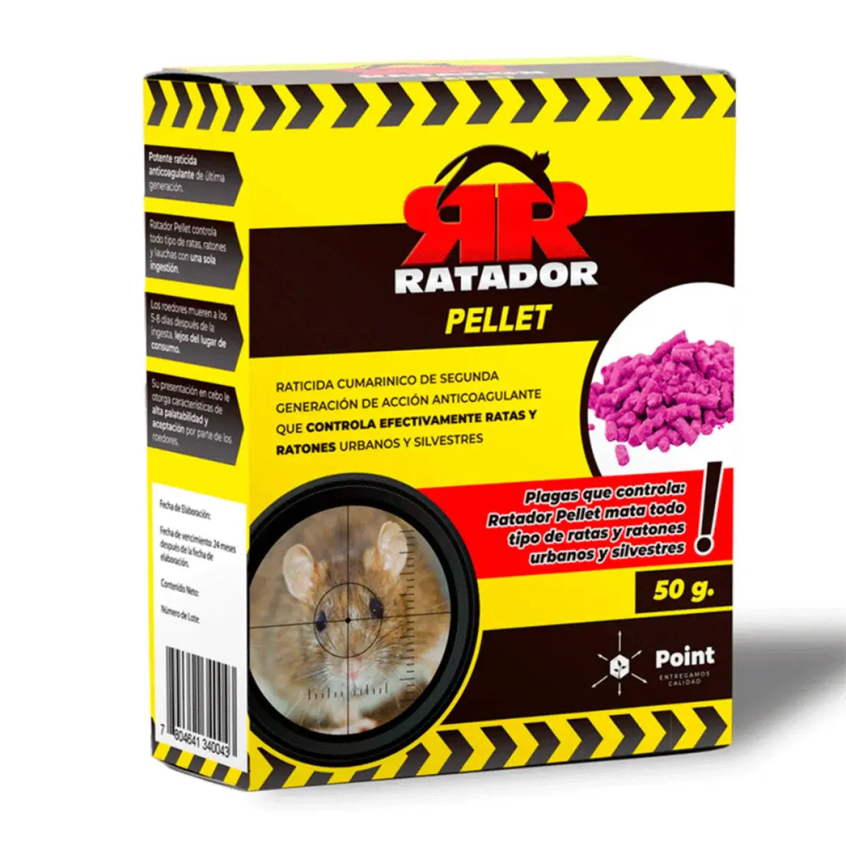 50 gramos de raticida Ratador en formato pellets, con Bromadiolona. Veneno para ratones