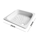 Receptáculo de ducha cuadrado blanco de 70x70 cm de acero esmaltado.