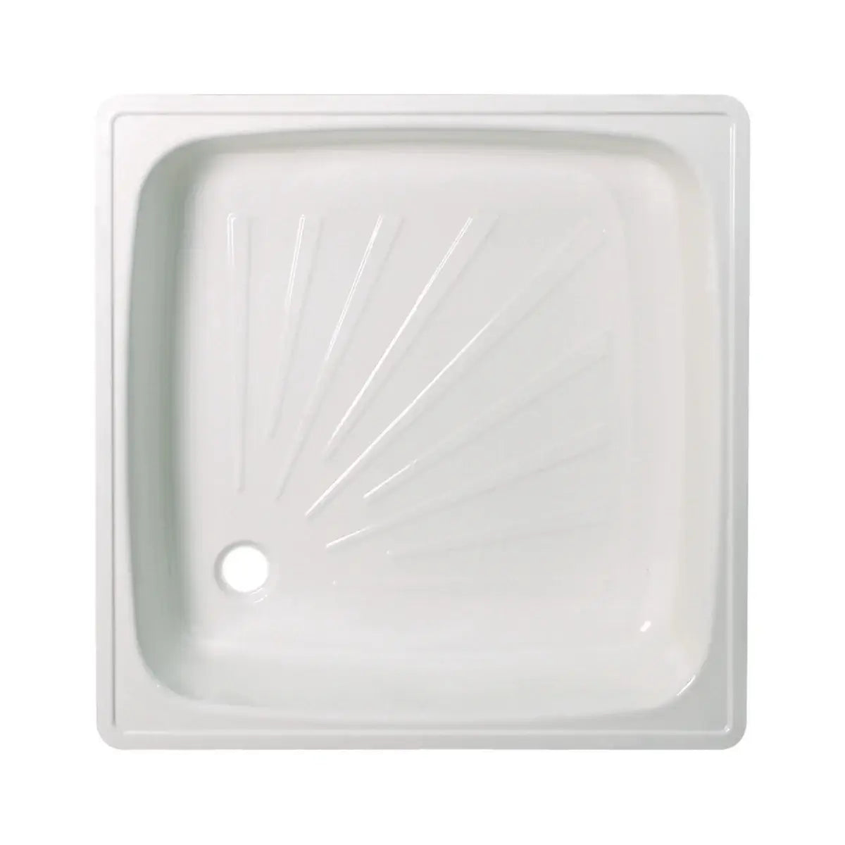 Receptáculo de ducha cuadrado blanco de 70x70 cm de acero esmaltado.