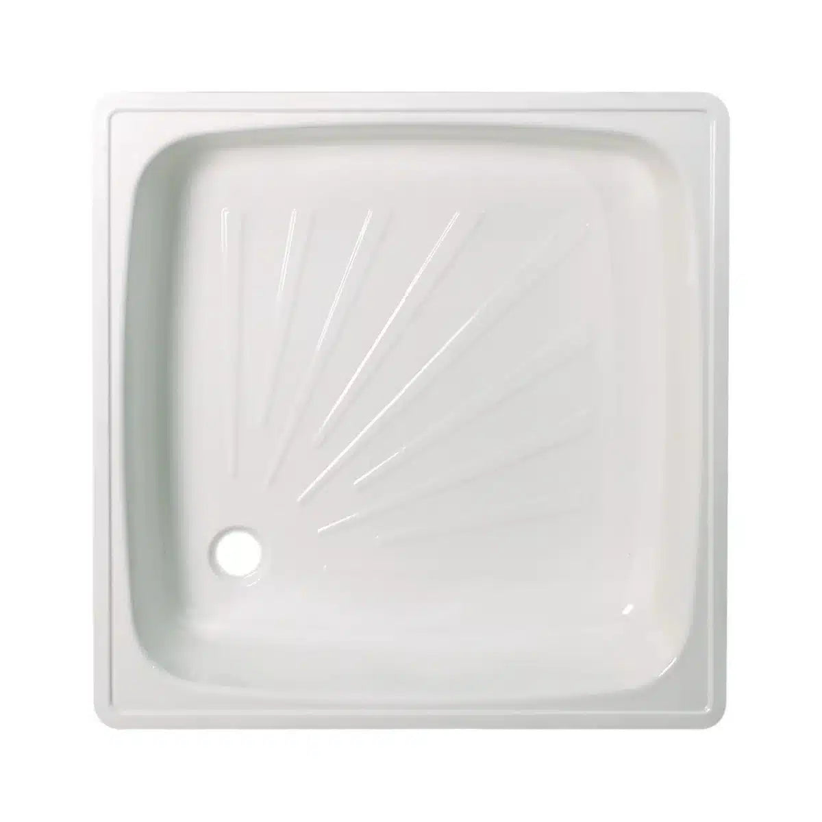 Receptáculo de ducha de acero esmaltado Taumm 80x80 cm en color blanco.