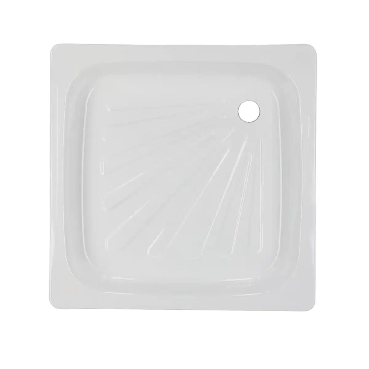 Receptáculo de ducha de acero esmaltado Taumm 80x80 cm en color blanco.