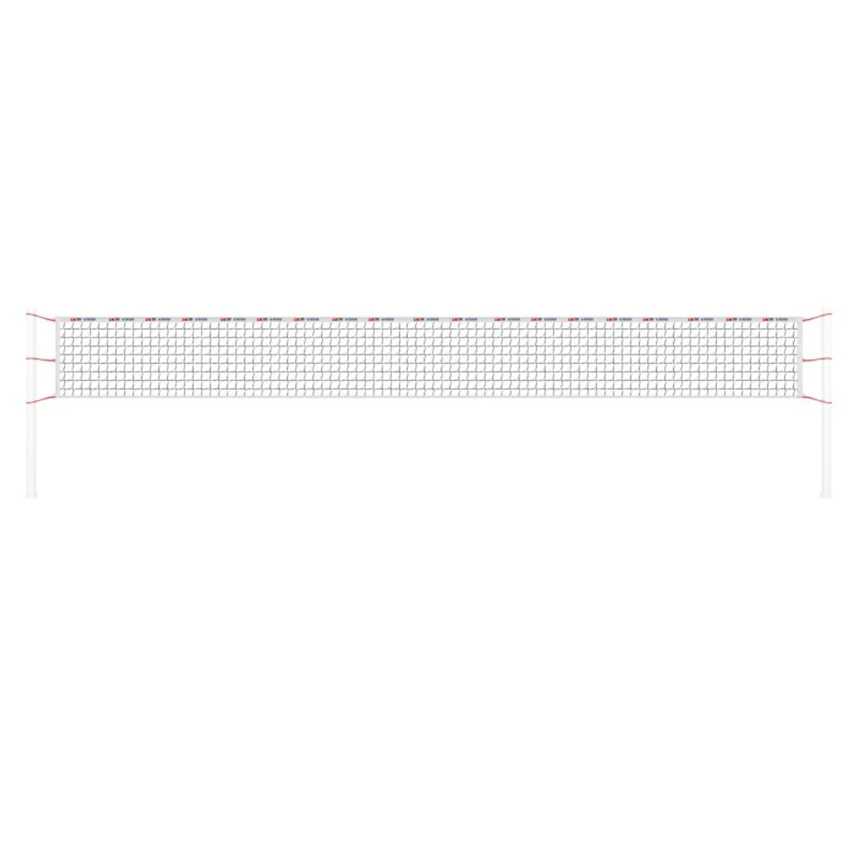 Malla de vóleibol profesional negra con banda superior blanca, cable de Kevlar de 5 mm y medidas oficiales.