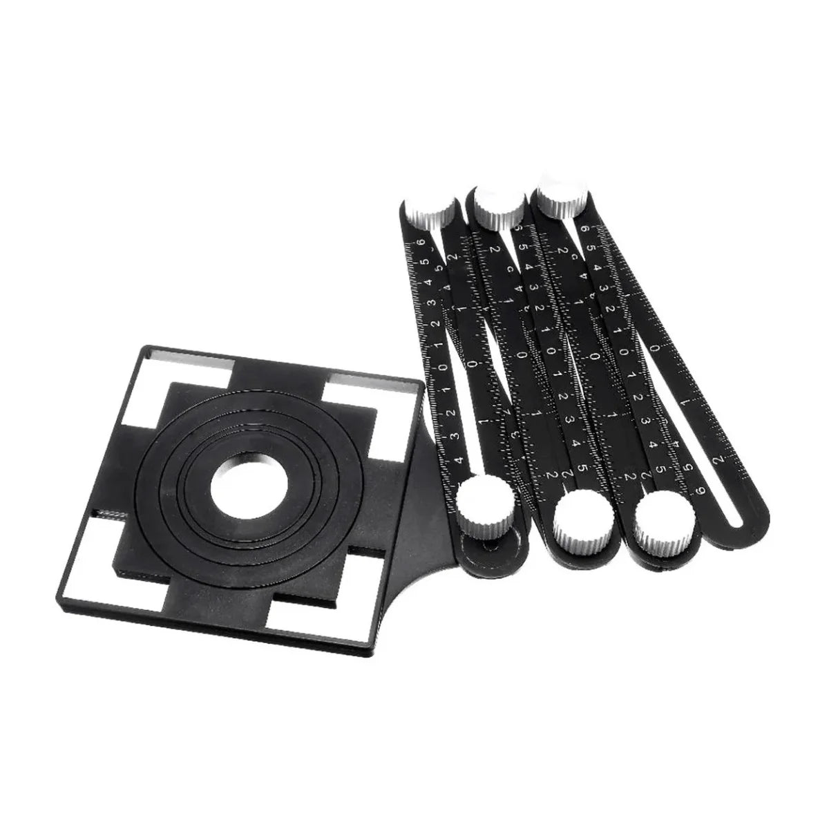 Regla plegable multiángulo Flovi de 6 secciones en aluminio, incluye guía para orificios de 25, 40 y 45 mm para azulejos.