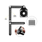Regla plegable multiángulo Flovi de 6 secciones en aluminio, incluye guía para orificios de 25, 40 y 45 mm para azulejos.