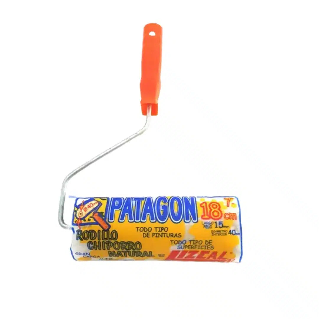 Rodillo Lizcal Patagón de chiporro natural 40 mm x 18 cm, ideal para pintar superficies rugosas, texturizadas y mampostería con alto rendimiento de cobertura.