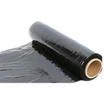 Rollo de film stretch negro industrial de 2,3 kg para protección de pallets y privacidad de carga.